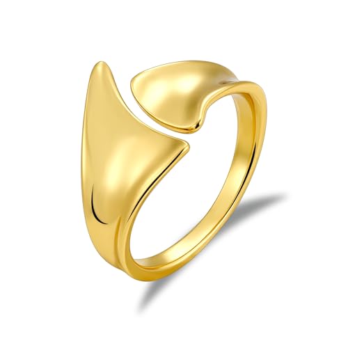 ALEXCRAFT Gold Ringe für Damen Herren, Offene Finger Ringe Verstellbar Daumen Stapelbar Dünner Ring Offene Knuckle Ring 6-8 Size für Frauen Männer von ALEXCRAFT
