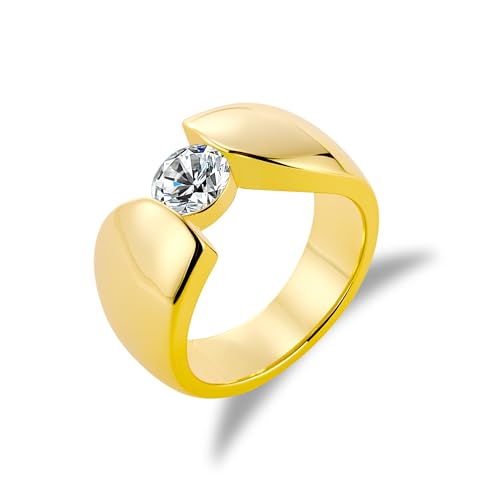 ALEXCRAFT Gold Solitär Ringe für Damen Herren, Chunky Offene Finger Ringe Verstellbar Daumen Stapelbar Dünner Ring Offene Knuckle Ring 6-8 Size für Frauen Männer von ALEXCRAFT