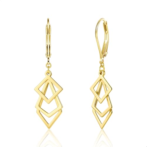 ALEXCRAFT Hängende Ohrringe Damen Gold Lange Ohrringe mit Geometrischer Anhänger Lange Drop Ohrring Hängende Ohrring Gold Schmuck für Damen Mädchen von ALEXCRAFT