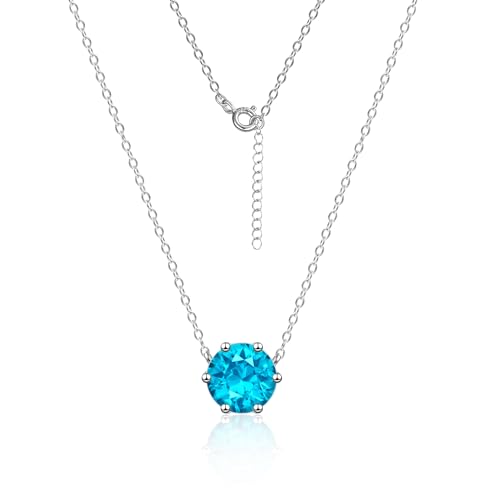 ALEXCRAFT Halskette Damen Silber 925 mit Blau Zirkonia Silberkette Damen Herren Geschenke für Frauen Freundin Mama Mädchen von ALEXCRAFT