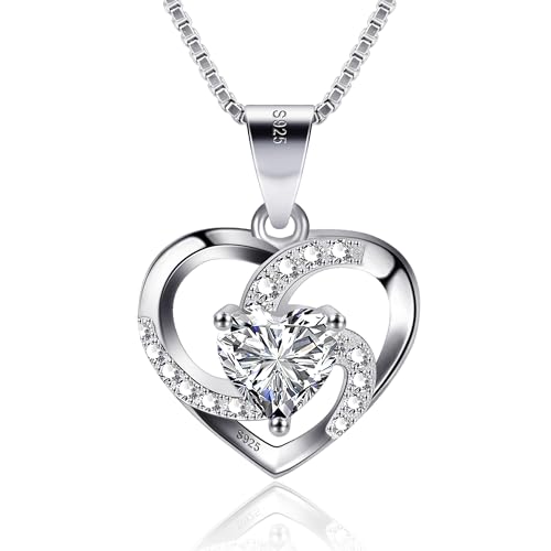 ALEXCRAFT Herz Kette Damen Halskette 925 Sterling Silber Anhänger für Mädchen Damen Geschenk für Frauen Freundin Mama Mädchen von ALEXCRAFT