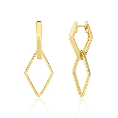 ALEXCRAFT Drop Eckige Ohrringe Gold Hängend Creolen Eckig Damen 14K Goldene Ohrringe Damen für Frauen Freundin Mama Mädchen von ALEXCRAFT