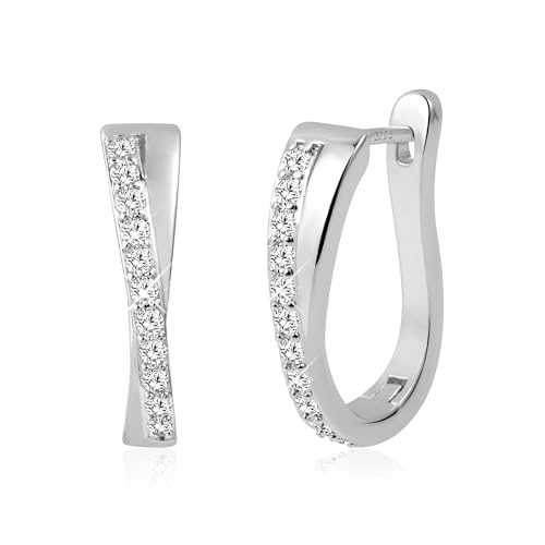 ALEXCRAFT Zirkonia Ohrringe Creolen Silber 925 Damen Klein Silver Earrings Hoops Small für Frauen Freundin Mama von ALEXCRAFT