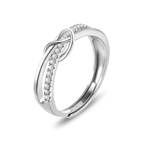 ALEXCRAFT Herz Ringe Silber 925 Damen mit Zirkonia Offene Verstellbare Geschenke für Frauen Freundin Mama Mädchen Valentinstag von ALEXCRAFT