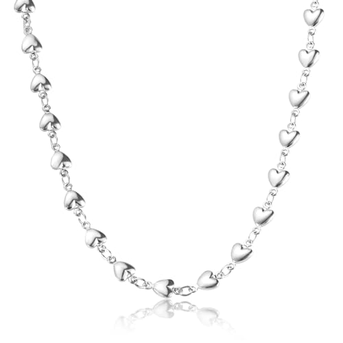 ALEXCRAFT Halskette Damen Silber 925 Herz Silberkette Herren Geschenke für Frauen Freundin Mädchen von ALEXCRAFT