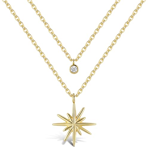 ALEXCRAFT Ketten Gold Halskette für Damen Frauen, 2Pcs Vergoldet Verstellbares Halsketten Golden Doppel Layering Stapelbare Layered Ketten mit Kugel Stern Sonnen Zirkonia Anhänger Boho Schmuck Kette ALEXCRAFT Ketten Gold Halskette für Damen Frauen, 2Pcs Vergoldet Verstellbares Halsketten Golden Doppel Layering Stapelbare Layered Ketten mit Kugel Stern Sonnen Zirkonia Anhänger Boho Schmuck Kette von ALEXCRAFT