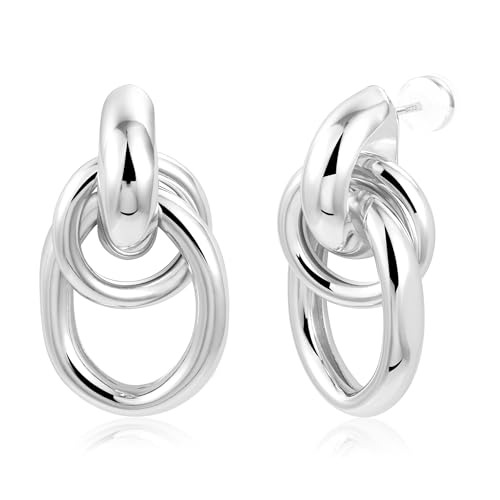 ALEXCRAFT Knoten Statement Ohrringe Silber 925 Klein Damen Chunky Drop Earrings Geschenk für Frauen Freundin Mama Mädchen von ALEXCRAFT