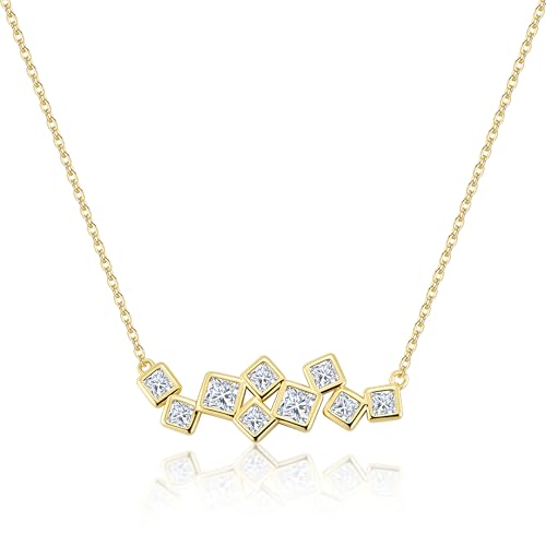 ALEXCRAFT Kette Gold Mit Anhänger Boho Halskette Damen Gold Kette Mit Stein 40+5cm Choker Necklace Women von ALEXCRAFT