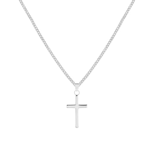 ALEXCRAFT Halskette Damen Silber Kreuz Kette Modeschmuck Geschenk für Sie Frauen Freundin Herren Kinder Mama Kreuz Größe 30 * 18cm Kette Länge 50+5cm von ALEXCRAFT