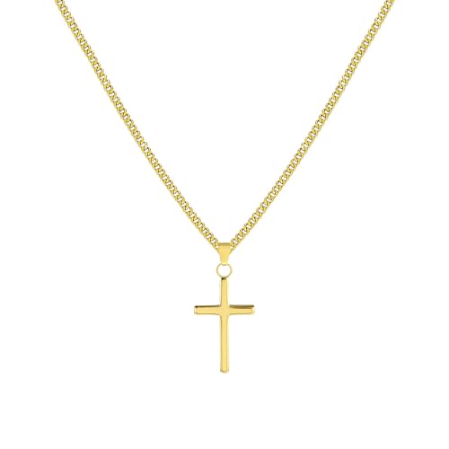 ALEXCRAFT Kreuz Kette Halskette Damen Gold Modeschmuck Geschenk für Sie Frauen Freundin Mama Herren Kinder Kreuz Größe 30 * 18cm Kette Länge 55+5cm von ALEXCRAFT