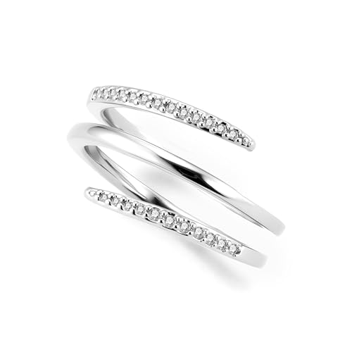 ALEXCRAFT Ring Silber Damen, Wickelring Verlobungsring Unendlichkeit Promise Eheringe Zirkonia Verstellbare Silberringe Trauringe Hochzeitsringe Antragsring Ringe mit drei Drähten und Mikropavé von ALEXCRAFT