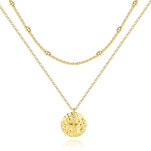 ALEXCRAFT Layered Kreuz Kette Gold Damen Halskette mit Anhänger Modeschmuck für Sie Frauen Freundin Mama ALEXCRAFT Layered Kreuz Kette Gold Damen Halskette mit Anhänger Modeschmuck für Sie Frauen Freundin Mama von ALEXCRAFT