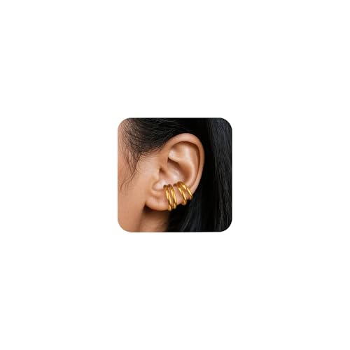 ALEXCRAFT Earcuffs Gold Groß Ohrklemme Conch Ohrringe Ohrmanschette Fake Piercings Ear Cuff Chunky Edelstahl Clip On Set Climber 4 Stück ALEXCRAFT Earcuffs Gold Groß Ohrklemme Conch Ohrringe Ohrmanschette Fake Piercings Ear Cuff Chunky Edelstahl Clip On Set Climber 4 Stück von ALEXCRAFT