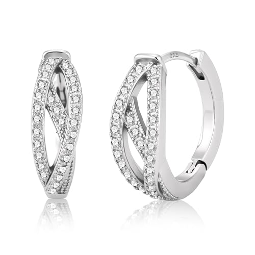 ALEXCRAFT Ohrringe Creolen Silber 925 Damen, Creolen Silber 925 mit Zirkonia Klein Ohrringe Klein Huggie Schlafen Knorpel Ohrring für Damen Mädchen ALEXCRAFT Ohrringe Creolen Silber 925 Damen, Creolen Silber 925 mit Zirkonia Klein Ohrringe Klein Huggie Schlafen Knorpel Ohrring für Damen Mädchen von ALEXCRAFT