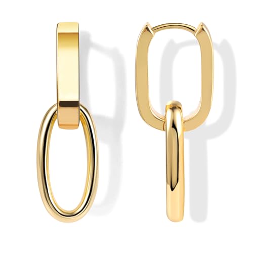 ALEXCRAFT Ohrringe Gold Hängend Doppel Creolen Eckige Quadrat Rechteckige Oval Ohrringe mit Anhänger Silber 925 Ohrringe Hängend Kleine Creolen Lange Ohrhänger Gold Tropfenohrringe Boho Damen ALEXCRAFT Ohrringe Gold Hängend Doppel Creolen Eckige Quadrat Rechteckige Oval Ohrringe mit Anhänger Silber 925 Ohrringe Hängend Kleine Creolen Lange Ohrhänger Gold Tropfenohrringe Boho Damen von ALEXCRAFT