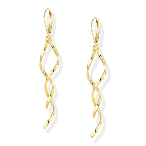 ALEXCRAFT Ohrringe Hängend Gold für Damen, Silber 925 Ohrstecker mit Lange Kette Ohrringe kleine Tropfenkette Quasten Welle, Ohrhänger Gold Boho Wassertropfen Damen Frauen Hochzeit von ALEXCRAFT