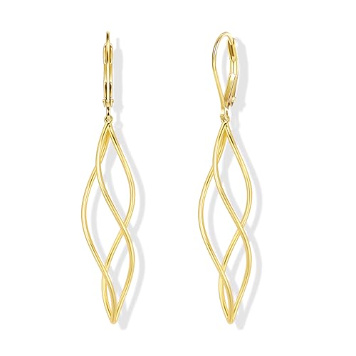ALEXCRAFT Ohrringe Hängend Gold für Damen, Silber 925 Ohrstecker mit Lange Kette Ohrringe kleine Tropfenkette Quasten Welle, Ohrhänger Gold Boho Wassertropfen Damen Frauen Hochzeit von ALEXCRAFT