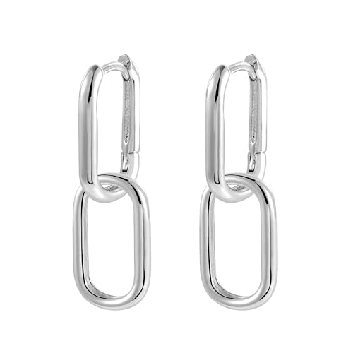 ALEXCRAFT Ohrringe Silber 925 Hängend Eckige Creolen mit Anhänger für Damen Geschenk für Frauen Freundin Mama Mädchen ALEXCRAFT Ohrringe Silber 925 Hängend Eckige Creolen mit Anhänger für Damen Geschenk für Frauen Freundin Mama Mädchen von ALEXCRAFT
