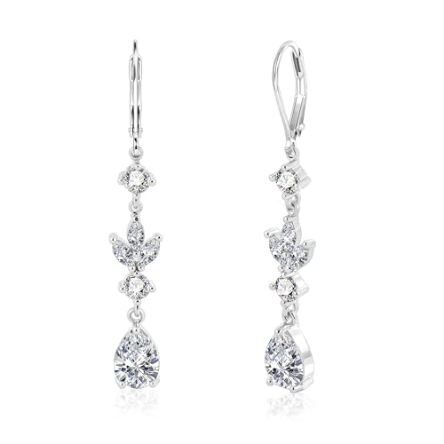 ALEXCRAFT ALEXCRAFT Ohrringe Silber 925 Hängend Post Sterling Ohrhänger Lang Leverback Silver Earrings 925 Dangle Damen Ohrringe Hängend Zirkonia Vintage Elegante Für Frauen Glitzer Boho Strass von ALEXCRAFT