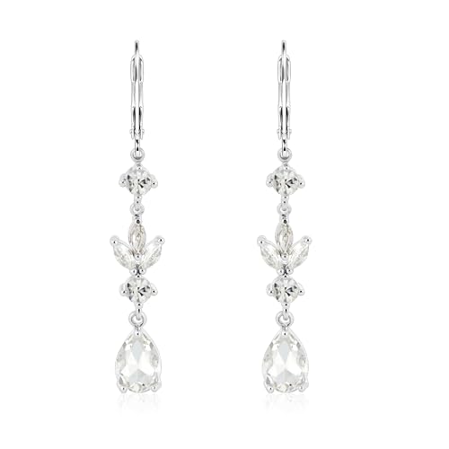 ALEXCRAFT Ohrringe Silber 925 Hängend Post Sterling Ohrhänger Lang Leverback Silver Earrings 925 Dangle Damen Ohrringe Hängend Zirkonia Vintage Elegante Für Frauen Glitzer Boho Strass von ALEXCRAFT