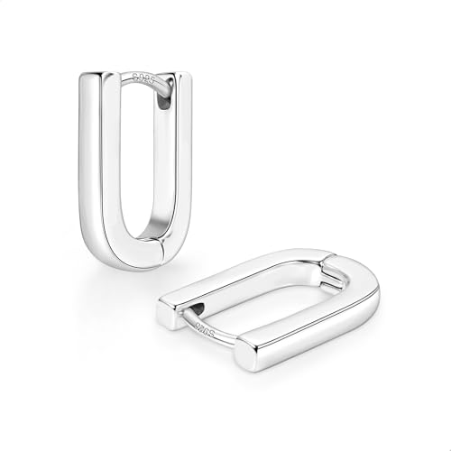 ALEXCRAFT Ohrringe Silber 925 Creolen U Form Silver Hoop Earrings für Frauen Freundin Mama Mädchen von ALEXCRAFT