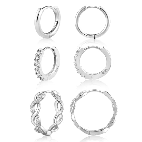 ALEXCRAFT Creolen Ohrringe Silber 925 Set Damen Klein Geschenk für Frauen Freundin Mama Mädchen von ALEXCRAFT