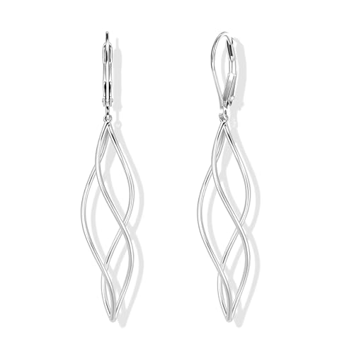 ALEXCRAFT Ohrringe Silber 925 Hängend für Damen, Silber 925 Ohrstecker mit Lange Kette Ohrringe kleine Tropfenkette Quasten Welle, Ohrhänger Silber Boho Wassertropfen Damen Frauen Hochzeit von ALEXCRAFT