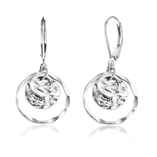 ALEXCRAFT Ohrringe Silber 925 Hängend Lang Post Silver Earrings Boho Silber Ohrringe Damen 925 Hängend Dangle Damen Ohrhänger Lang Silber Elegant Vintage Gehämmert Leaveback von ALEXCRAFT