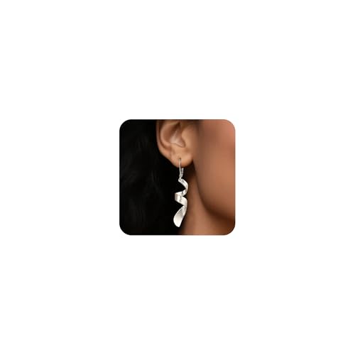 ALEXCRAFT Ohrringe Silber 925 Hängend Lang Post Frauen Ohrringe Silber Hängend Ohrhänger Silber Statement Dangle Earrings For Women Boho Twist Für Frauen Freundin von ALEXCRAFT