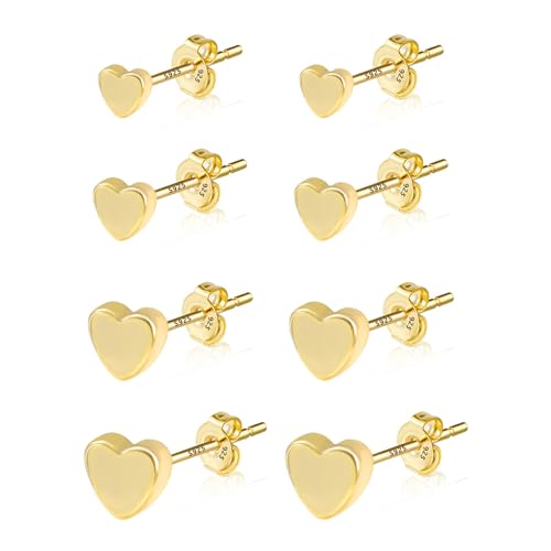 ALEXCRAFT Ohrstecker Gold Ohrringe Silber 925 Klein Geschenk für Frauen Freundin Mama Mädchen Sleeper Stud Set 4 Paar von ALEXCRAFT