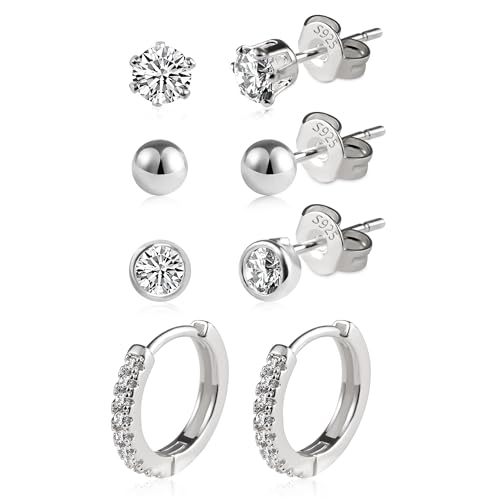 ALEXCRAFT Ohrstecker Ohrringe Silber 925 Damen Klein Geschenk für Frauen Freundin Mama Mädchen 4 Paar ALEXCRAFT Ohrstecker Ohrringe Silber 925 Damen Klein Geschenk für Frauen Freundin Mama Mädchen 4 Paar von ALEXCRAFT