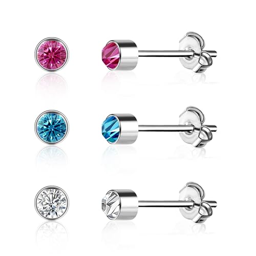 ALEXCRAFT Ohrstecker Silber 925 Damen Medizinische mit Zirkonia Ohrringe Set Glitzer Rund für Frauen Freundin Mama Mädchen 3 Paar ALEXCRAFT Ohrstecker Silber 925 Damen Medizinische mit Zirkonia Ohrringe Set Glitzer Rund für Frauen Freundin Mama Mädchen 3 Paar von ALEXCRAFT