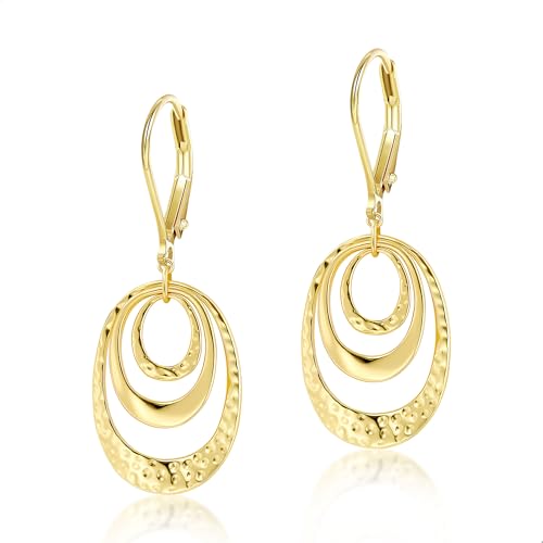 ALEXCRAFT Oval Gehämmert Ohrringe Gold Hängend Damen 3 Layered Drop Dangle Earrings Gold für Frauen Freundin Mama Mädchen ALEXCRAFT Oval Gehämmert Ohrringe Gold Hängend Damen 3 Layered Drop Dangle Earrings Gold für Frauen Freundin Mama Mädchen von ALEXCRAFT