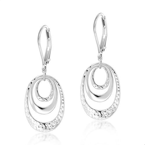 ALEXCRAFT Oval Gehämmert Ohrringe Silber 925 Hängend Damen 3 Layered Drop Dangle Earrings Silber für Frauen Freundin Mama Mädchen ALEXCRAFT Oval Gehämmert Ohrringe Silber 925 Hängend Damen 3 Layered Drop Dangle Earrings Silber für Frauen Freundin Mama Mädchen von ALEXCRAFT