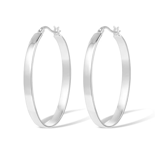 ALEXCRAFT Chunky Ovale Grosse Ohrringe Silber 925 Groß Creolen Damen Big Hoop Earrings Silver für Frauen Freundin Mama Mädchen ALEXCRAFT Chunky Ovale Grosse Ohrringe Silber 925 Groß Creolen Damen Big Hoop Earrings Silver für Frauen Freundin Mama Mädchen von ALEXCRAFT