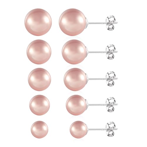 ALEXCRAFT Perlen Ohrringe Pink Perlenohrringe Silber 925 Ohrstecker Set Geschenk für Frauen Freundin Mama Mädchen von ALEXCRAFT