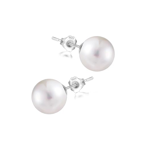 ALEXCRAFT Perlenohrringe Silber 925 Ohrstecker Weiß Rund Geschenk für Frauen Freundin Mama Mädchen 10MM ALEXCRAFT Perlenohrringe Silber 925 Ohrstecker Weiß Rund Geschenk für Frauen Freundin Mama Mädchen 10MM von ALEXCRAFT