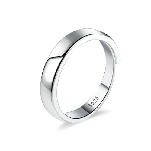 ALEXCRAFT Ring Silber 925 Damen Herren Offene Verstellbare Geschenke für Frauen Freundin Mama Mädchen Valentinstag 4mm von ALEXCRAFT