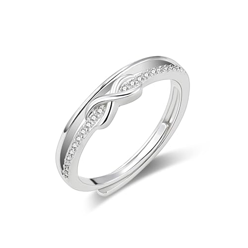 ALEXCRAFT Ring Silber Damen Unendlichkeitsring Verstellbar Stapeln Daumenring Eheringe Silber 925 Verlobungsring Umarmen Ring Engagement Ringe Frauen Promise Band Ring Zirkonia Ring für Damen Schmuck von ALEXCRAFT