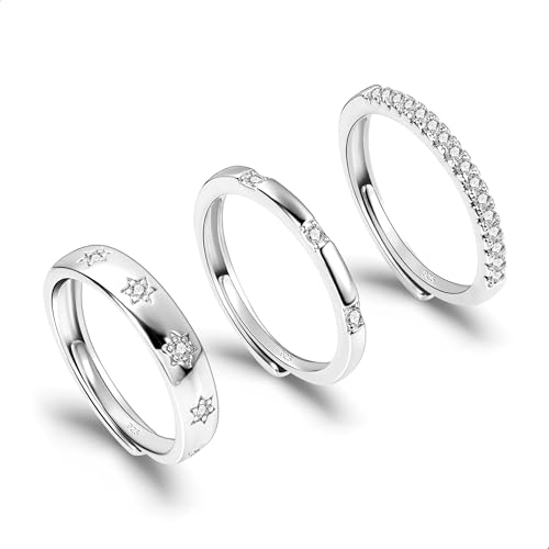 ALEXCRAFT Ringe Set Silber Damen mit Zirkonia Sivler Ring für Frauen Freundin Mama 3 Stück von ALEXCRAFT