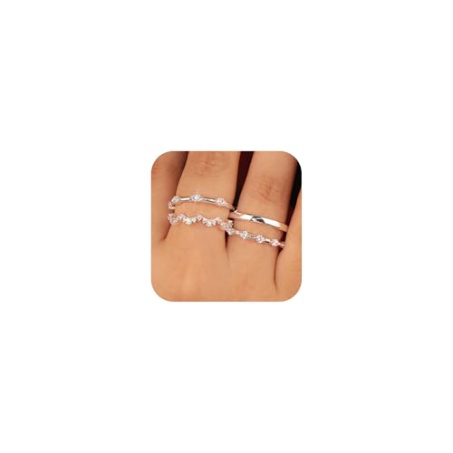 ALEXCRAFT Ringe Set Silber 925 Damen Frauen Wasserfest Silver Rings für Freundin Mama 4 Stück von ALEXCRAFT