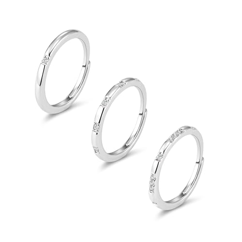 ALEXCRAFT Ringe Set Silber 925 Damen Frauen Wasserfest Silver Rings für Freundin Mama 3 Stück von ALEXCRAFT