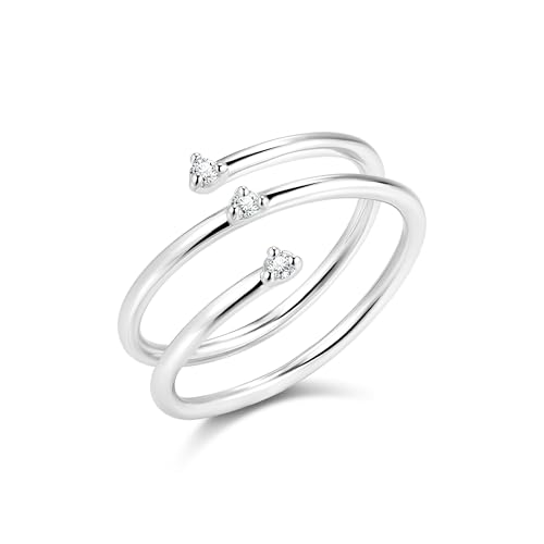 ALEXCRAFT Ringe Silber Edelstahl Damen Herren Chunky Dreilagige Wicklung Silber Ringe Frauen Verstellbar Wasserfest Größe Vergoldet Frauen von ALEXCRAFT