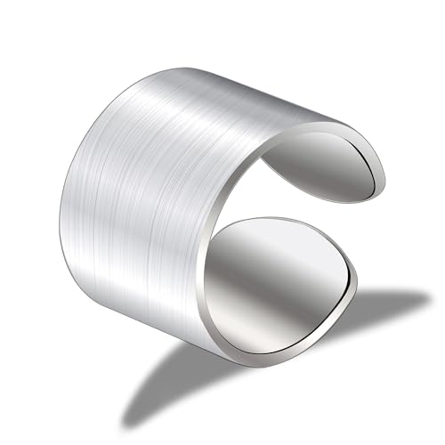 ALEXCRAFT Silber 92 Damen Frauen Matt Gebürstet Herren Offene Verstellbare für Frauen Freundin Mama Mädchen Valentinstag Breite 15MM von ALEXCRAFT