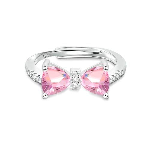 ALEXCRAFT Schleifen Ringe mit Zirkonia Offene Verstellbare Matching Ringe Freundschaftsringe Geschenke für Frauen Freundin Mama Mädchen Valentinstag von ALEXCRAFT