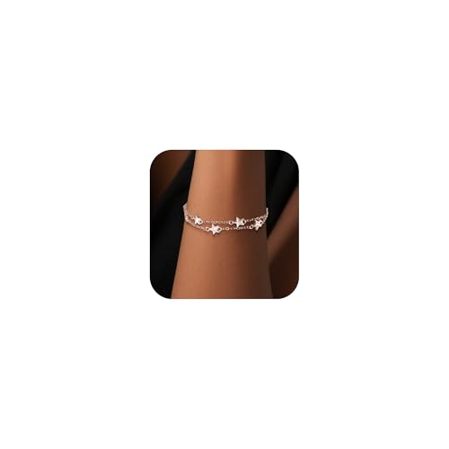ALEXCRAFT Silber 925 Armband für Damen - Stern Armband Verstellbare Layered Armbänder Armschmuck Armbänder Freundschaftsarmband für Frauen und Mädchen Geschenke 17+5cm ALEXCRAFT Silber 925 Armband für Damen - Stern Armband Verstellbare Layered Armbänder Armschmuck Armbänder Freundschaftsarmband für Frauen und Mädchen Geschenke 17+5cm von ALEXCRAFT