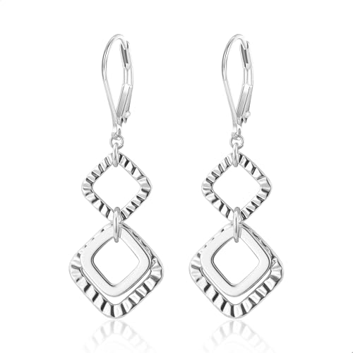 ALEXCRAFT Silber 925 Ohrringe Damen, Hängende Ohrringe Hypoallergen Lange Ohrring mit Geometrischer Anhänger Drop Ohrring HängendOhrringe Schmuck für Damen Mädchen von ALEXCRAFT
