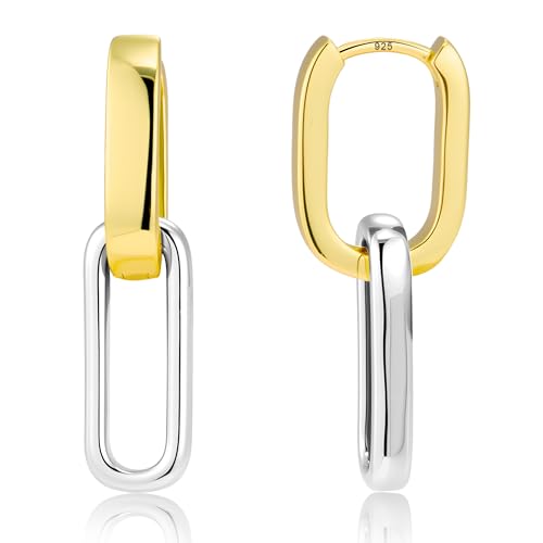 ALEXCRAFT Silber 925 Ohrringe Hängend Doppel Creolen Eckige Quadrat Rechteckige Ohrring mit Anhänger Zweifarbige Ohrringe Hängend Eckig Creolen Klobig Dick Leicht Ohrhänger Tropfenohrringe Gold Damen ALEXCRAFT Silber 925 Ohrringe Hängend Doppel Creolen Eckige Quadrat Rechteckige Ohrring mit Anhänger Zweifarbige Ohrringe Hängend Eckig Creolen Klobig Dick Leicht Ohrhänger Tropfenohrringe Gold Damen von ALEXCRAFT