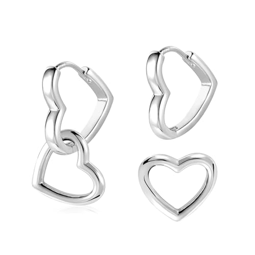 ALEXCRAFT Silber 925 Ohrringe Hängend Doppel Creolen Herz Liebe Herzform Ohrringe mit Anhänger Herz Ohrringe Hängend Kleine Silber 925 Creolen Herz Ohrhänger Boho Tropfenohrringe Silber Damen Frauen ALEXCRAFT Silber 925 Ohrringe Hängend Doppel Creolen Herz Liebe Herzform Ohrringe mit Anhänger Herz Ohrringe Hängend Kleine Silber 925 Creolen Herz Ohrhänger Boho Tropfenohrringe Silber Damen Frauen von ALEXCRAFT