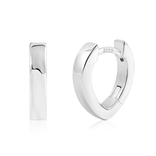 ALEXCRAFT Silber 925 Ohrringe Kleine Creolen, Damen Ohrringe Oval Silber 925 Creolen Ohrringe Eckige Kleine Huggie Creolen Silber Knorpel Ohrringe Oval Creolen Kleine Silber für Damen Frauen Mädchen von ALEXCRAFT
